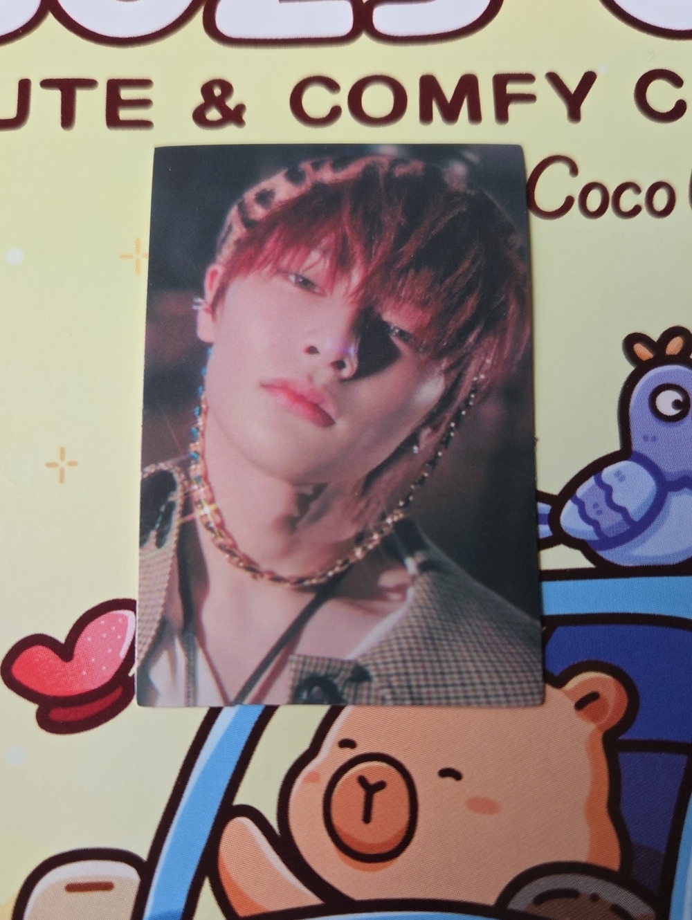K-Pop Idol Photo Card Straykids Sticker - Red Hair, Gold Chain